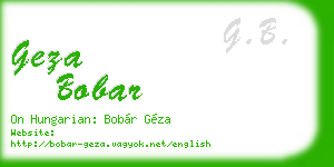 geza bobar business card