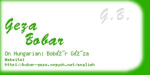 geza bobar business card